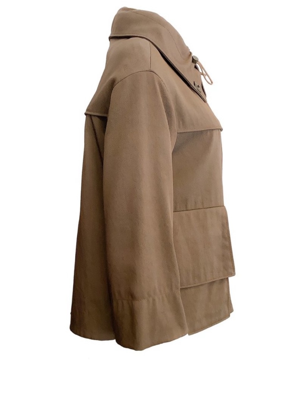 Akris Punto Brown Funnel Collar 3/4 Sleeve Twill Jacket - Picture 2 of 5